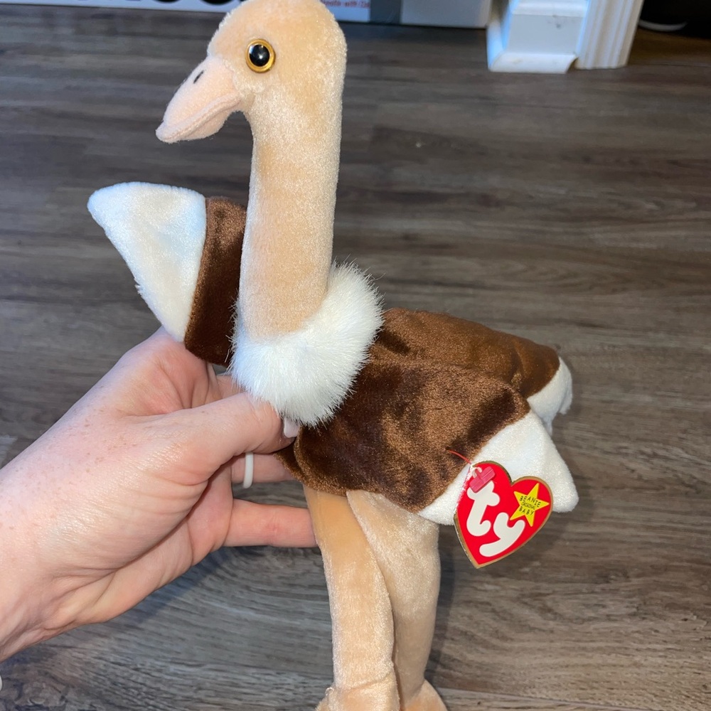 Ty Plush Ostrich with Brown and Cream Feathers